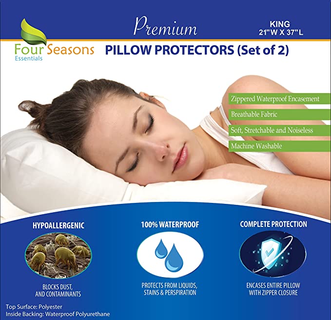 Four Seasons Essentials Breathable Pillow Protectors, 2-Pack