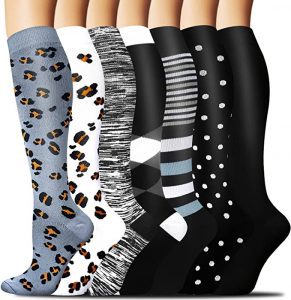 FuelMeFoot Machine Washable Women’s Compression Socks, 7-Pair