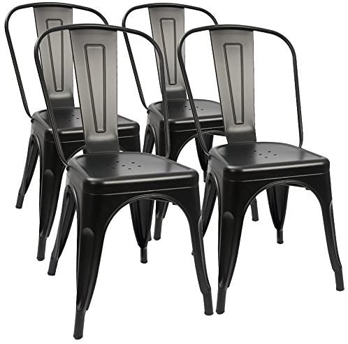 Furmax Metal Trattoria Patio Dining Chairs, 4-Piece