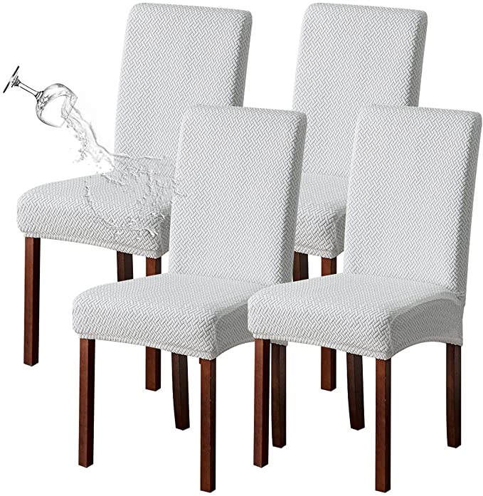 Genina Long Lattice Waterproof Dining Chair Slipcovers, 4-Piece