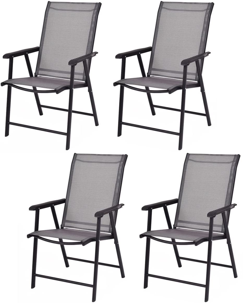 Giantex Foldable Metal Patio Dining Chairs, 4-Piece