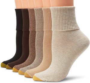 Gold Toe Moisture Control Turn Cuff Dress Socks For Women, 6-Pair
