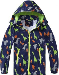 IjnUhb Dinosaur Reflective Stripes Kids’ Rain Jacket