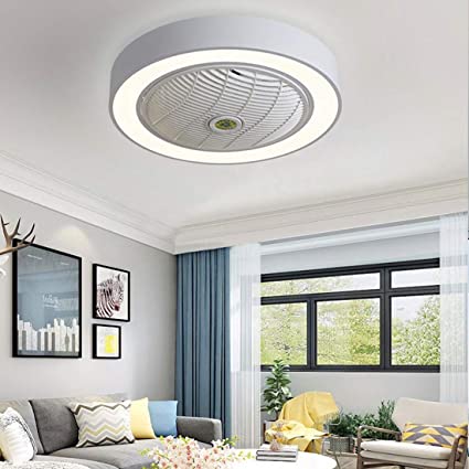 Jinweite Enclosed & Blade-Protected Flush Mount Ceiling Fan, 22-Inch
