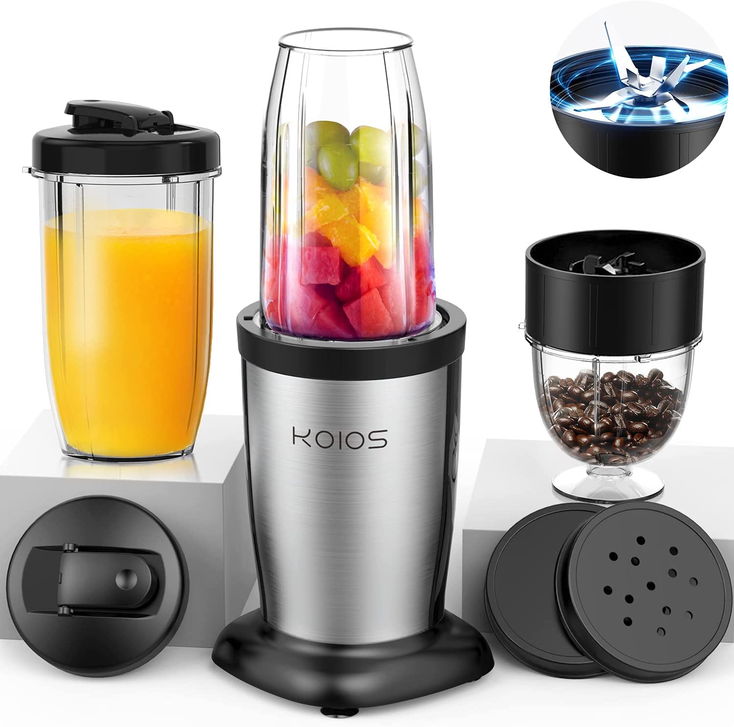 KOIOS 2 Travel Cups & Flip-Top Lids Blender For Protein Shakes
