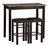 Linon Tavern Cafe-Height Marble-Look Home Bar Set, 3-Piece