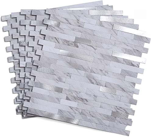 Miscasa 5-Piece Faux Marble Peel & Stick Backsplash Tile, 11.5×11.7-Inch
