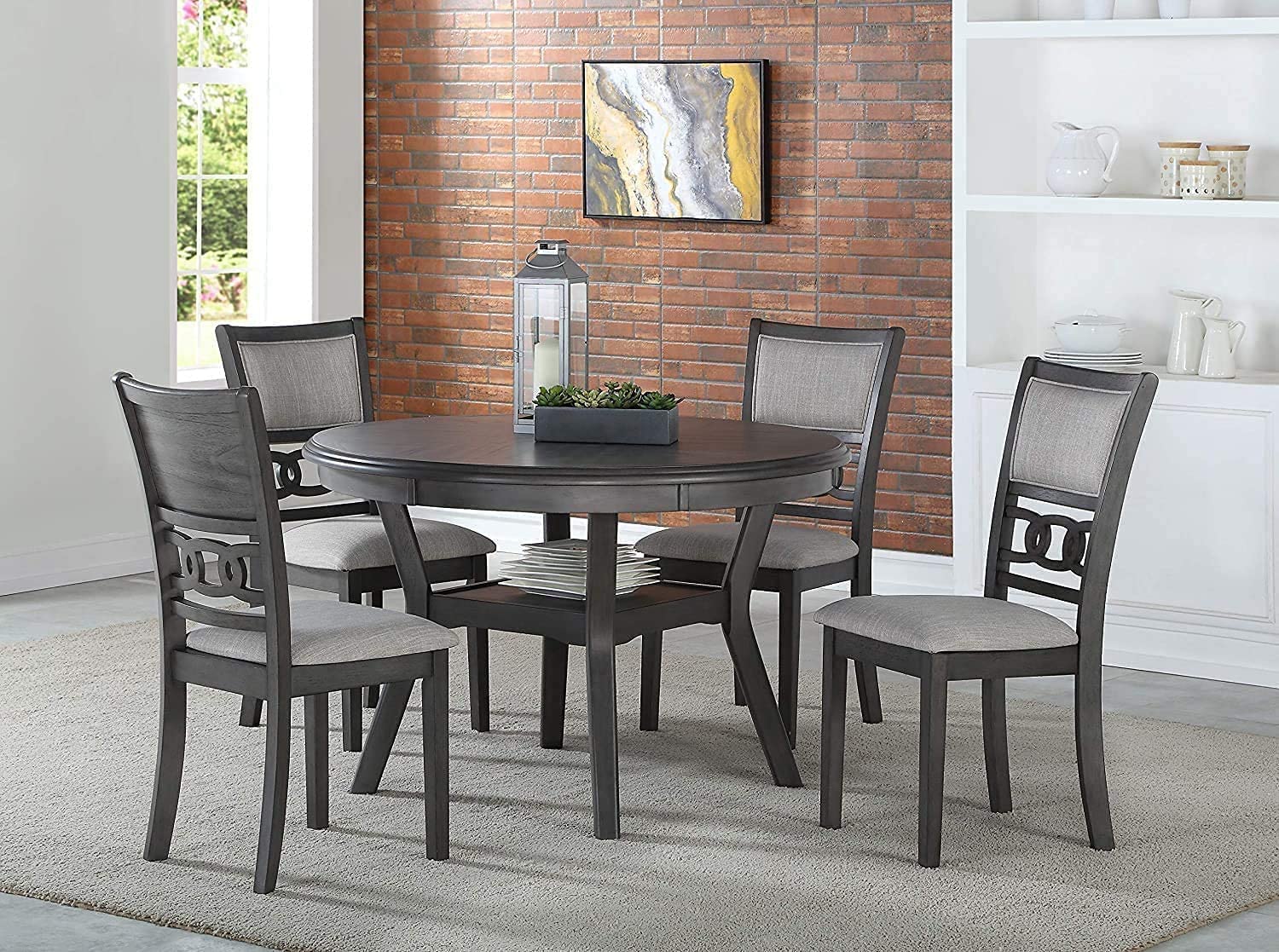 New Classic Furniture Gia Decorative Details Wood Small Dining Set, 5-Piece