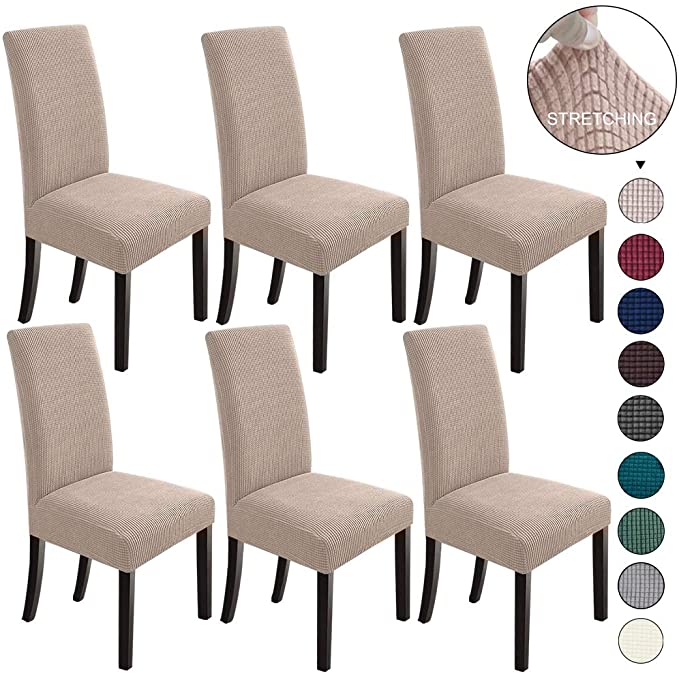 NORTHERN BROTHERS Stretchy Jacquard Dining Chair Slipcovers, 6-Piece
