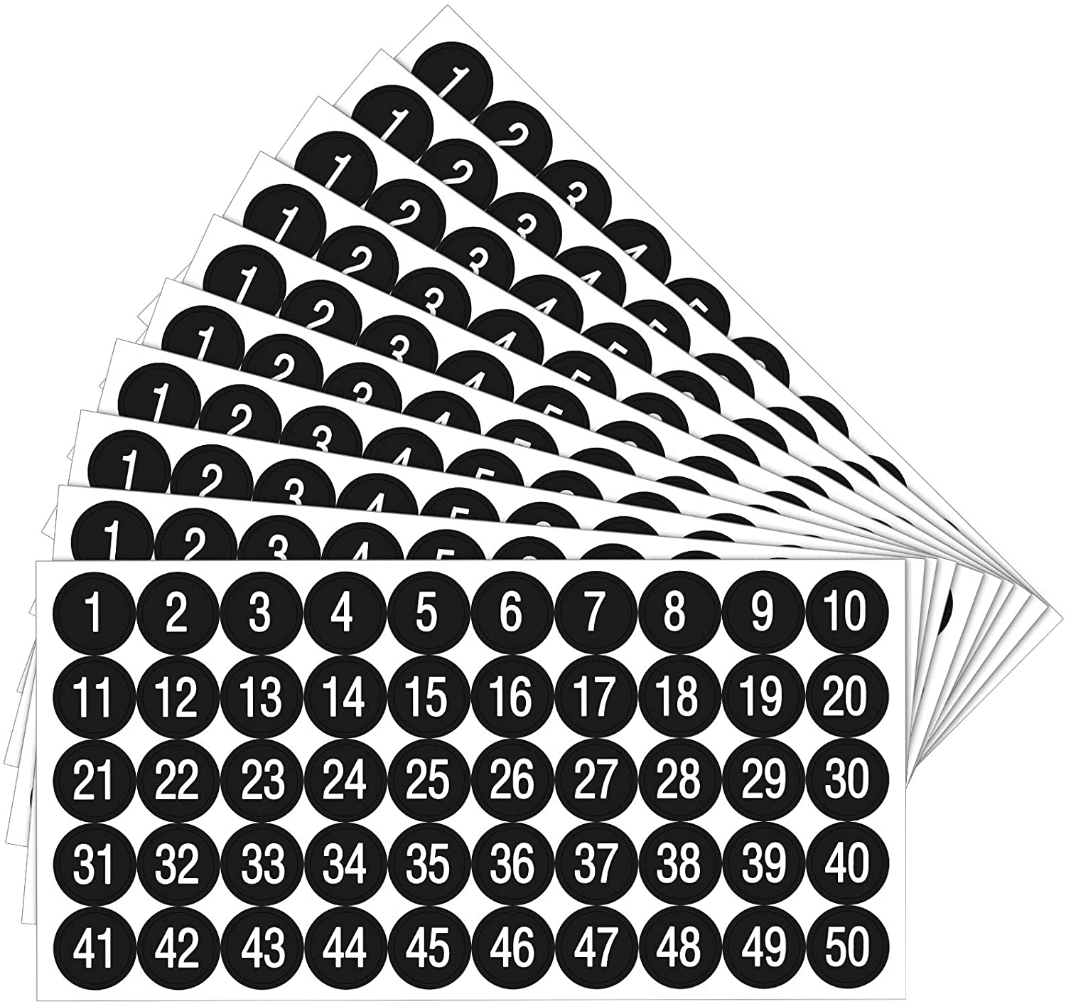 Outus 1-To-50 Waterproof Number Labels, 10-Pack