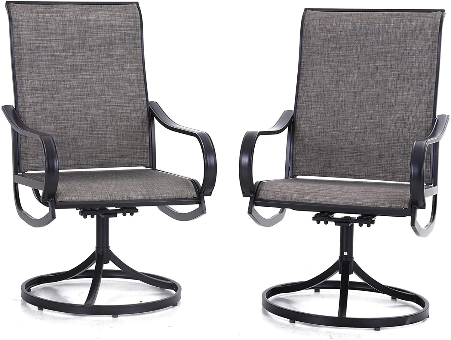 PHI VILLA Textilene Mesh & Metal Swivel Patio Dining Chairs, 2-Piece