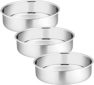 P&P CHEF Food-Safe Cake Pans Stainless Steel Bakeware, 3-Piece