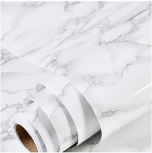 PracticalWs Glossy Marble-Effect Self-Adhesive Wallpaper