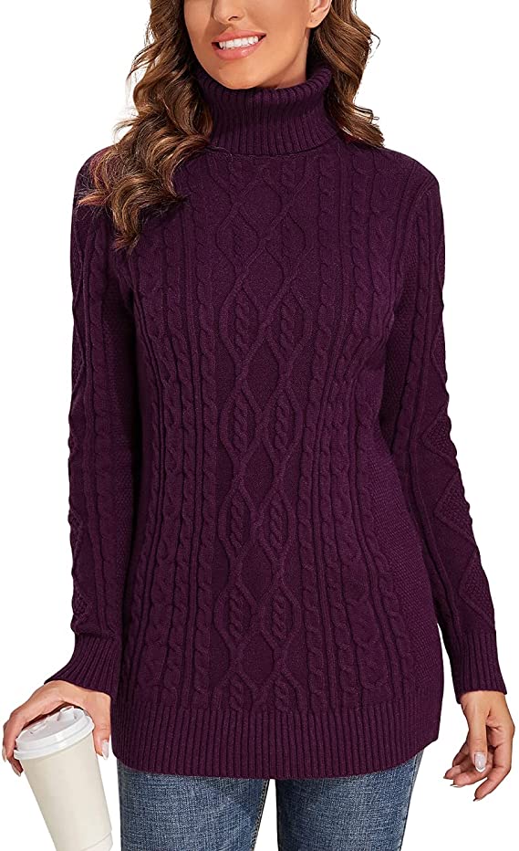 PrettyGuide Ribbed Slouchy Women’s Turtleneck Sweater