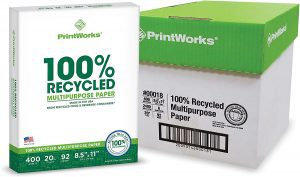 PrintWorks 20 Lb 100% Recycled Multipurpose Paper, 2400-Sheets