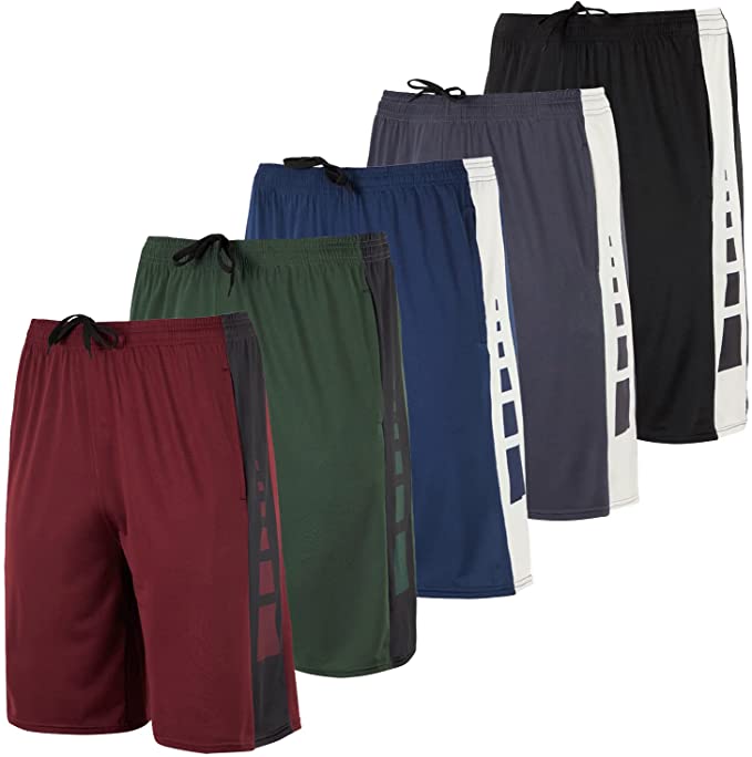 Real Essentials Dry-Fit Technology Basketball Shorts For Men, 5-Pack