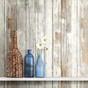 RoomMates RMK9050WP Rustic Wood Plank Peelable Wallpaper
