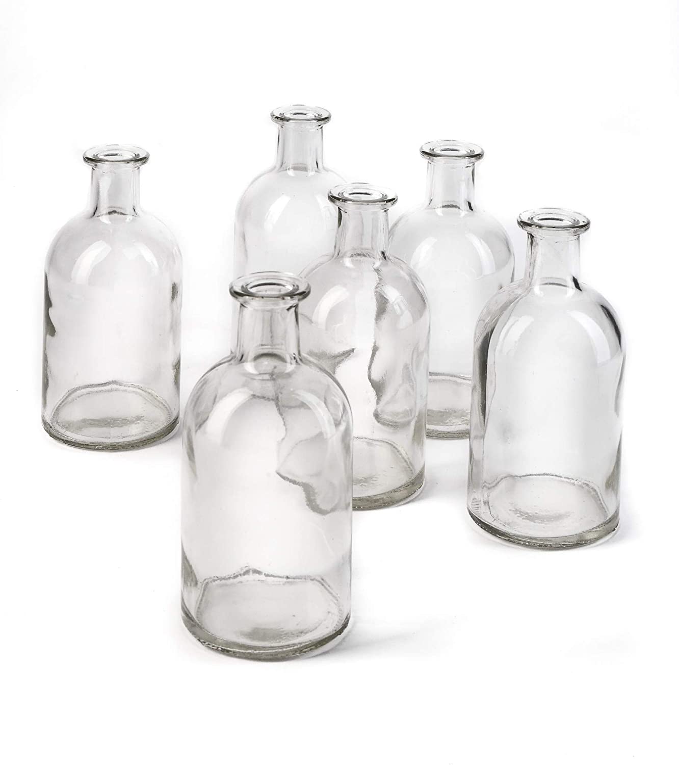 Serene Spaces Living Glass Medicine Bottle Vases, 6-Piece