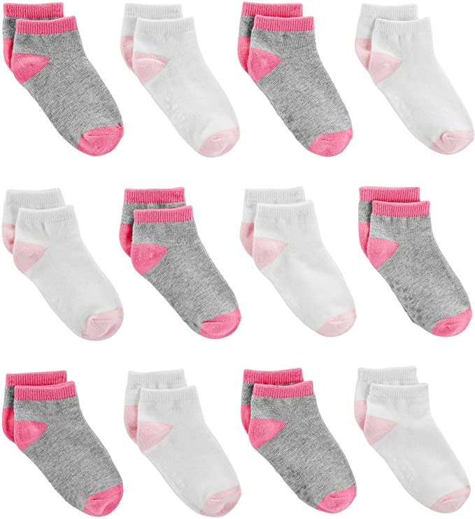 Simple Joys by Carter’s Non-Skid Soles Girls’ No Show 4T Socks, 12-Pairs