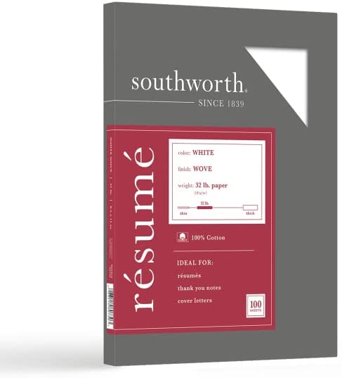 Southworth 32 Lb 100% Cotton Resume Paper, 100-Sheets