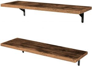 SUPERJARE Rustic Particle Board Wall-Mounted Display Shelves, 2-Piece