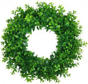 U’Artlines UV Protected Artificial Boxwood Leaves Wreath, 16-Inch