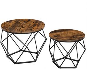 VASAGLE Industrial Geometric Coffee Table Set, 2-Piece