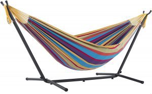 Vivere Steel Stand Tropical Double Cotton Hammock