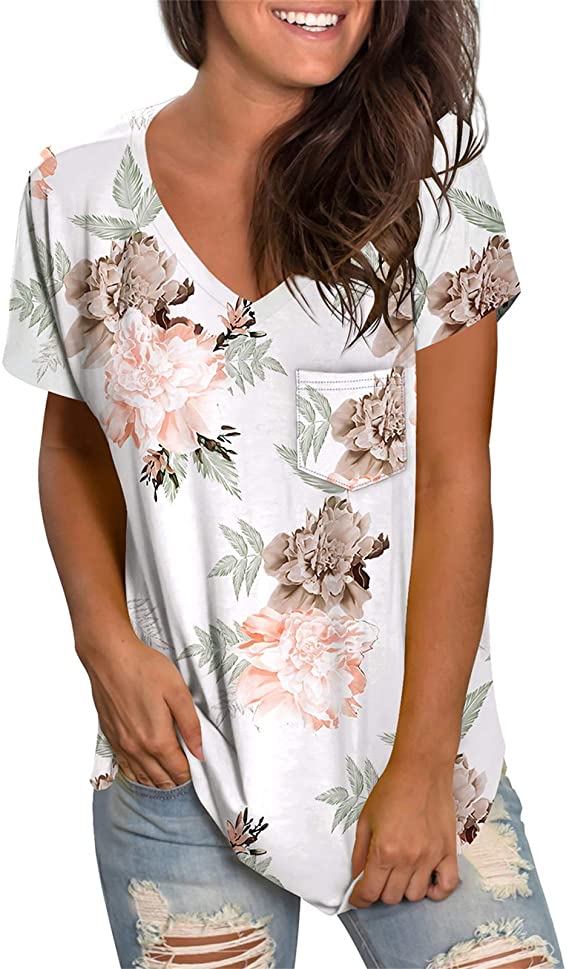 WEESO Drop Tail V Neck Short Sleeve Top For Women