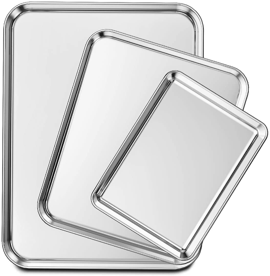 Wildone Assorted Sizes Cookie Sheets Stainless Steel Bakeware, 3-Piece