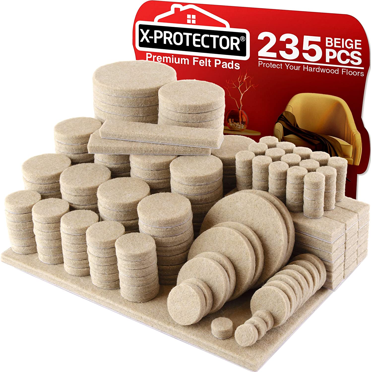 X-Protector Adhesive Backing Furniture Leg Protectors, 235-Piece