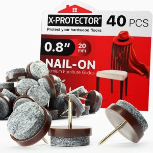 X-Protector Nail-On Felt Furniture Leg Protectors, 40-Piece