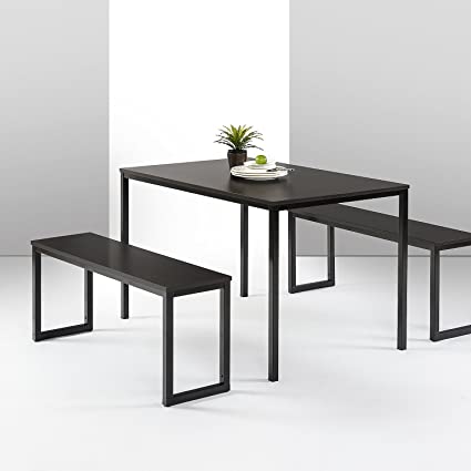 Zinus Louis Modern Studio Soho Bench Seats Small Dining Set, 3-Piece