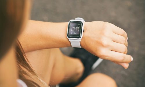 Smart-watch-fitness tracker on woman's wrist