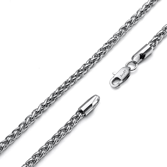 AmyRT Wheat Style Corrosion-Resistant Stainless Steel Chain Necklace
