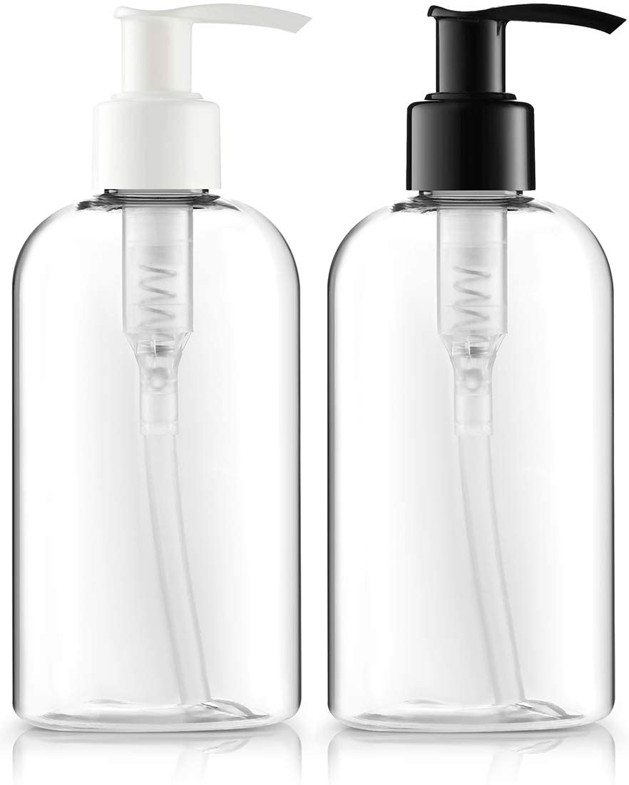 Bar5F Transparent 8.5-Ounce Plastic Bottle Pump Dispensers, 2-Count