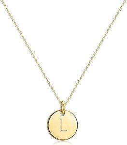 Befettly Double Sided Disc Initial Engraved Necklace