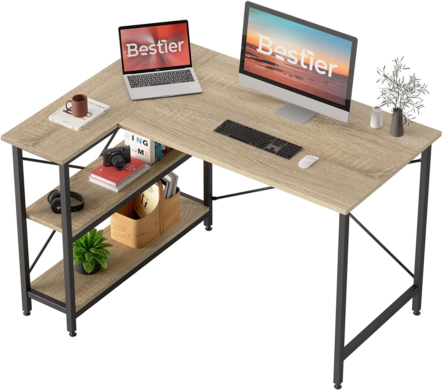 Bestier Under Desk Shelves L-Shaped Minimalist Desk