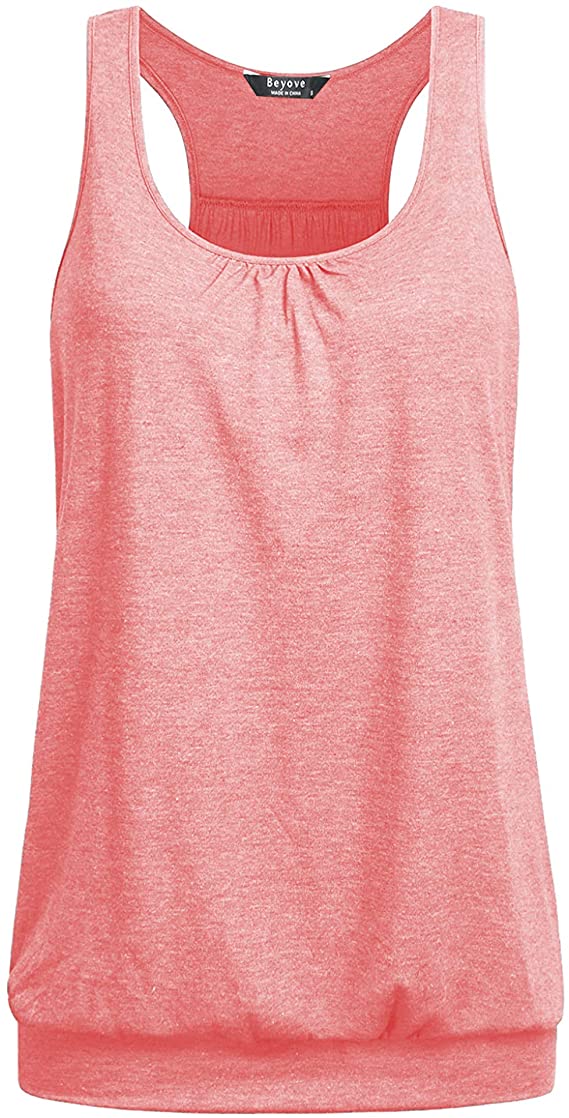 Beyove Pleated Front Tank Top Plus-Size Workout Top For Women