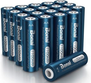 BONAI 1100mAh AA Rechargeable Solar Light Batteries, 20-Count