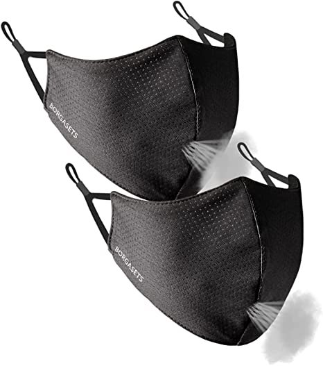 Borgasets Adjustable Multi-Layer Breathable Face Masks, 2-Pack