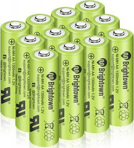 Brightown 1300mAh AA Rechargeable Solar Light Batteries, 12-Count