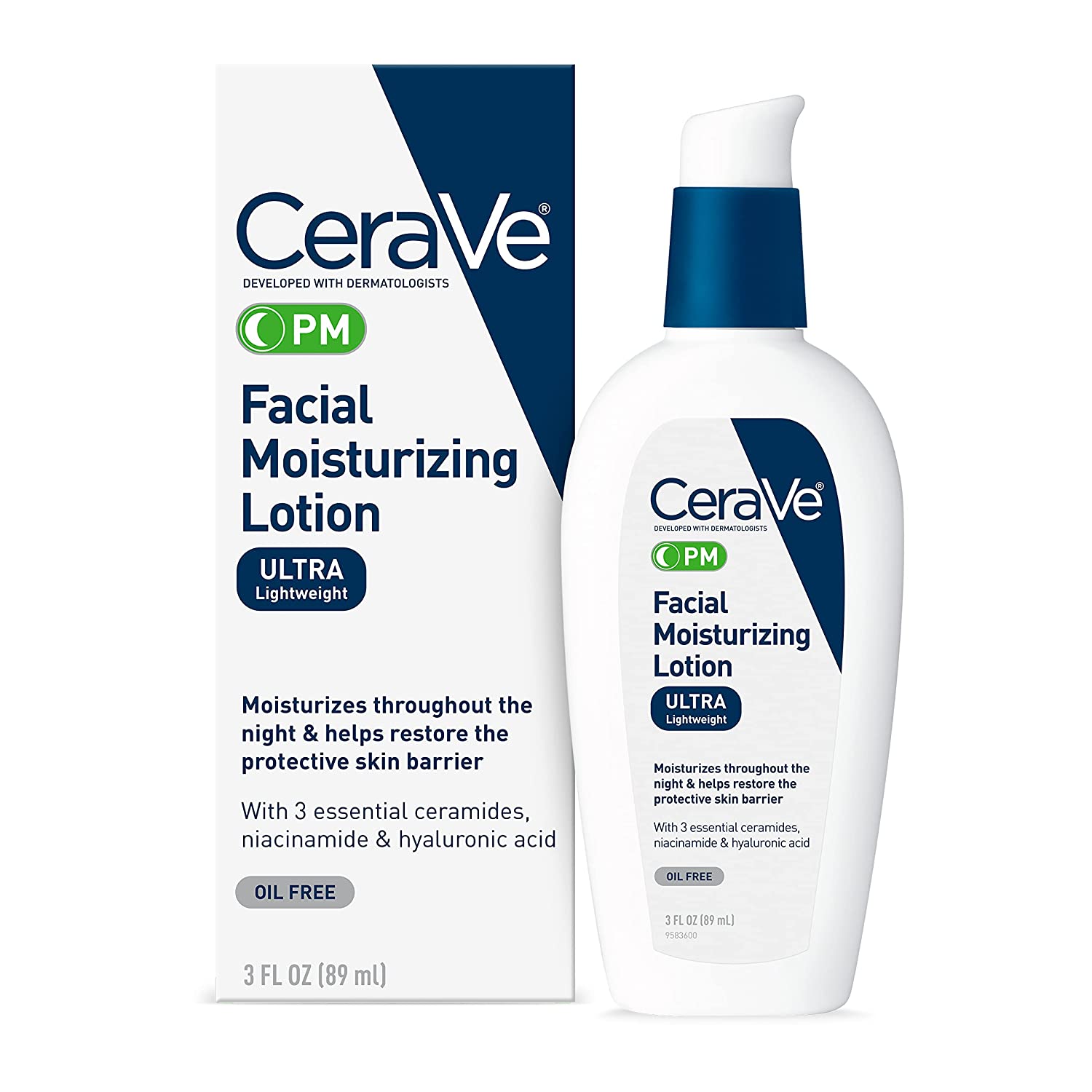 CeraVe PM Hyaluronic Acid Facial Lotion Fragrance-Free Moisturizer