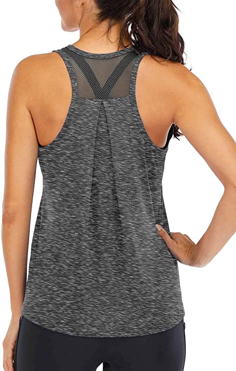 Fihapyli Mesh Back Loose Fit Tank Top Plus-Size Workout Top For Women