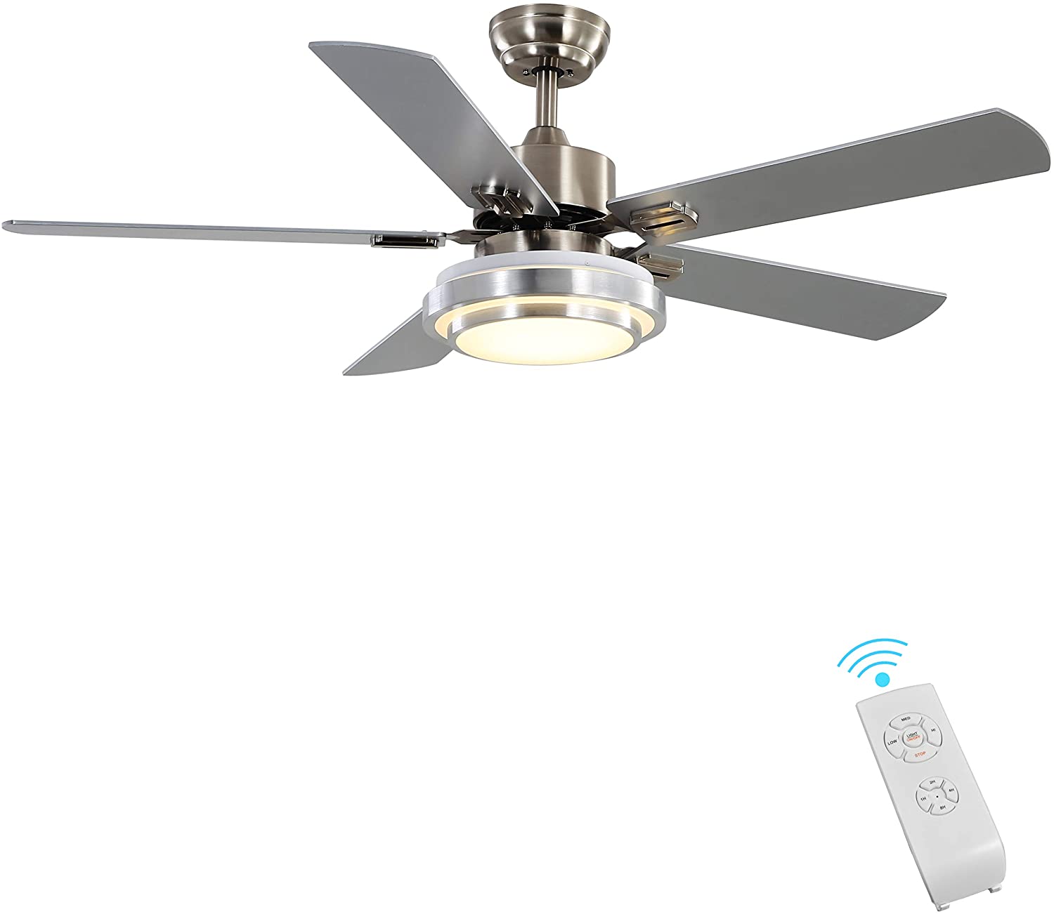 FINXIN LED Quiet Ceiling Fan For Bedroom, 52-Inch