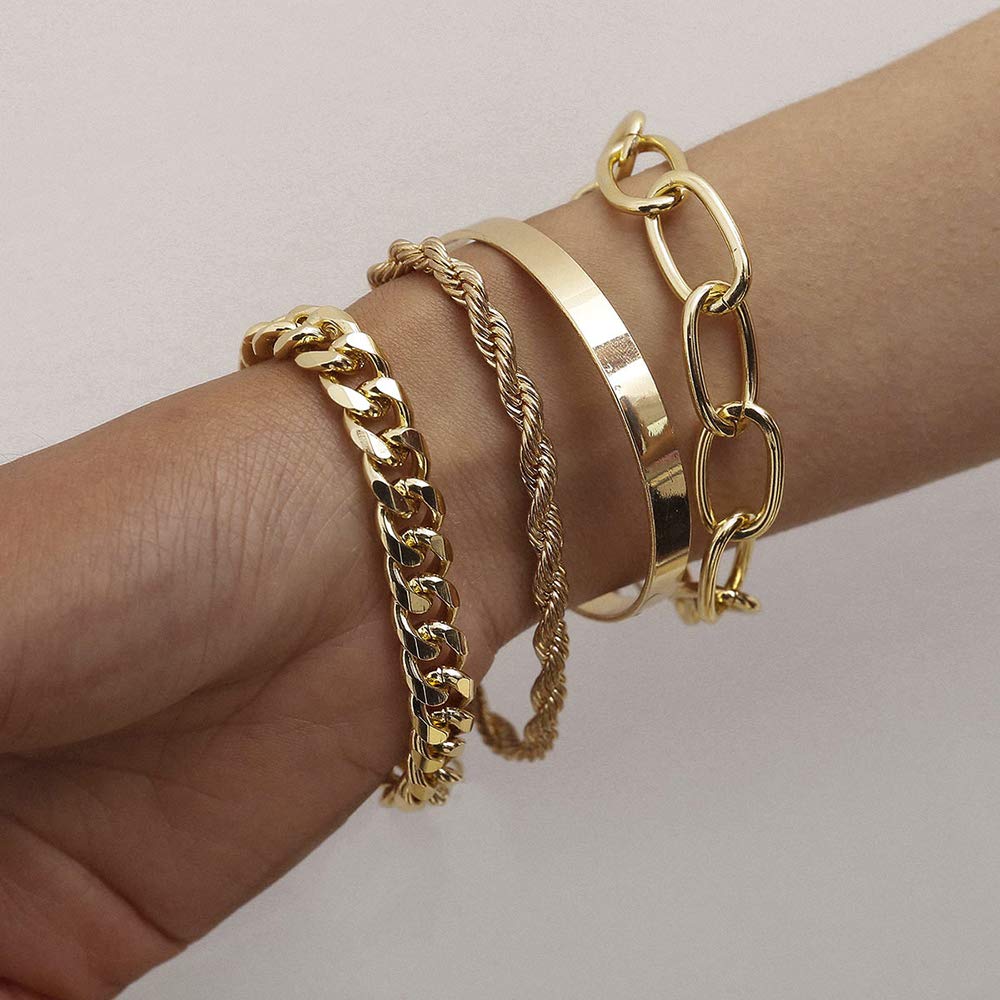 fxmimior Adjustable Chain Length Costume Jewelry Bracelets, 4-Piece