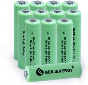 GEILIENERGY 800mAh AA Rechargeable Solar Light Batteries, 12-Count