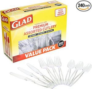 Glad Dishwasher Safe Plastic Utensils / Cutlery, 240-Piece