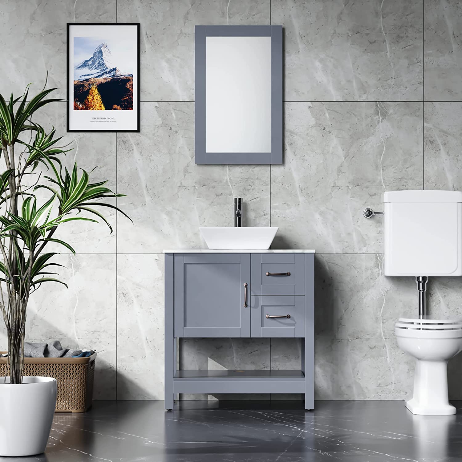 HOMECART Easy Install Bathroom Vanity & Sink Combo, 30-Inch