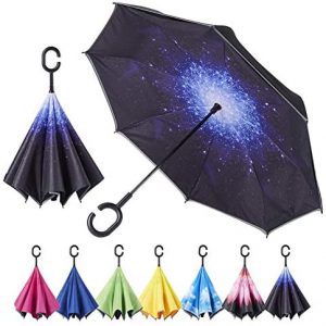 HOSA Windproof Canopy Inverted Starry Night Umbrella